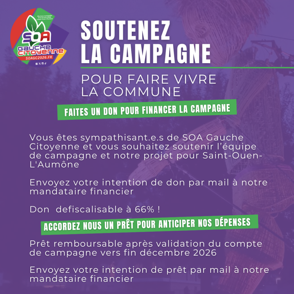 Municipales 2026 - Faire un don - SOA Gauche Citoyenne